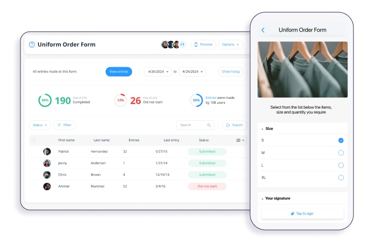 Connecteam's forms and checklists interface desktop and mobile