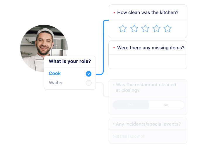 An employee fills out checklist in connectteam app